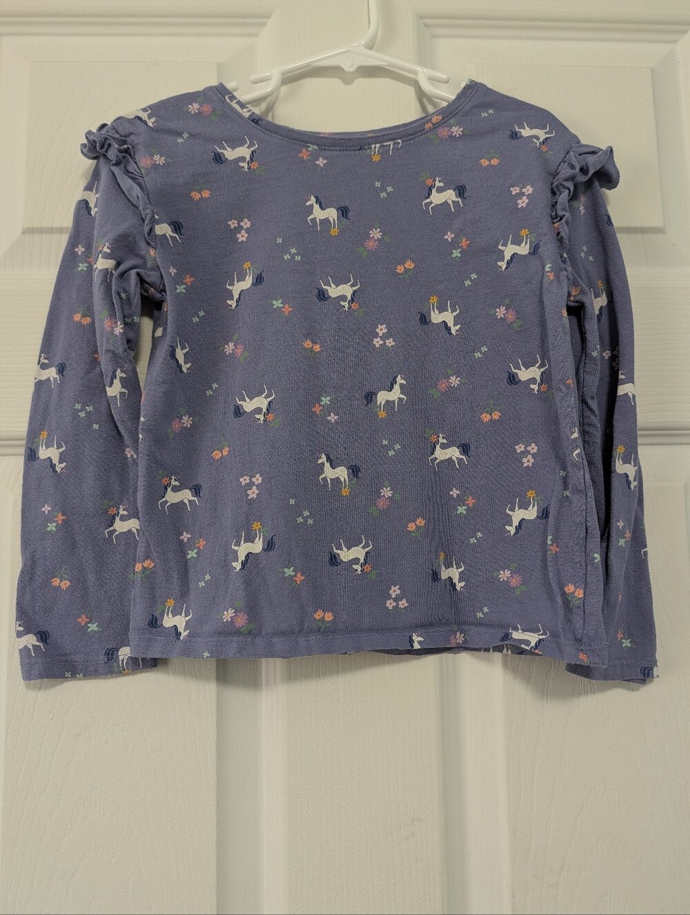 jumping beans Lavender Unicorn Ruffle-Shoulder Long Sleeve Tee Girls Size 5T